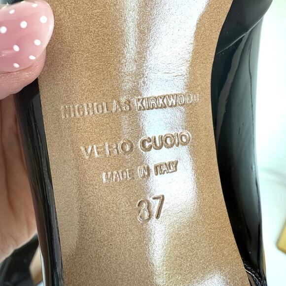 Nicholas Kirkwood Black Patent Leather Platform Slingback Heels Size 37 (US 7) - Picture 7 of 10